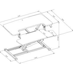 P10 Pneumatic Standing Desk Riser Converter With Keyboard Tray, 20