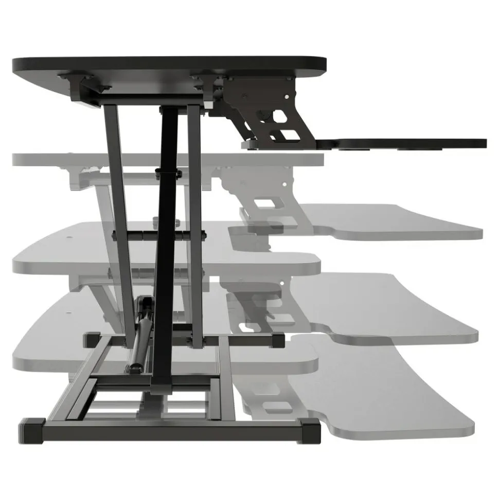 P10 Pneumatic Standing Desk Riser Converter With Keyboard Tray, 20"H x 31-1/2"W x 25"D, Black