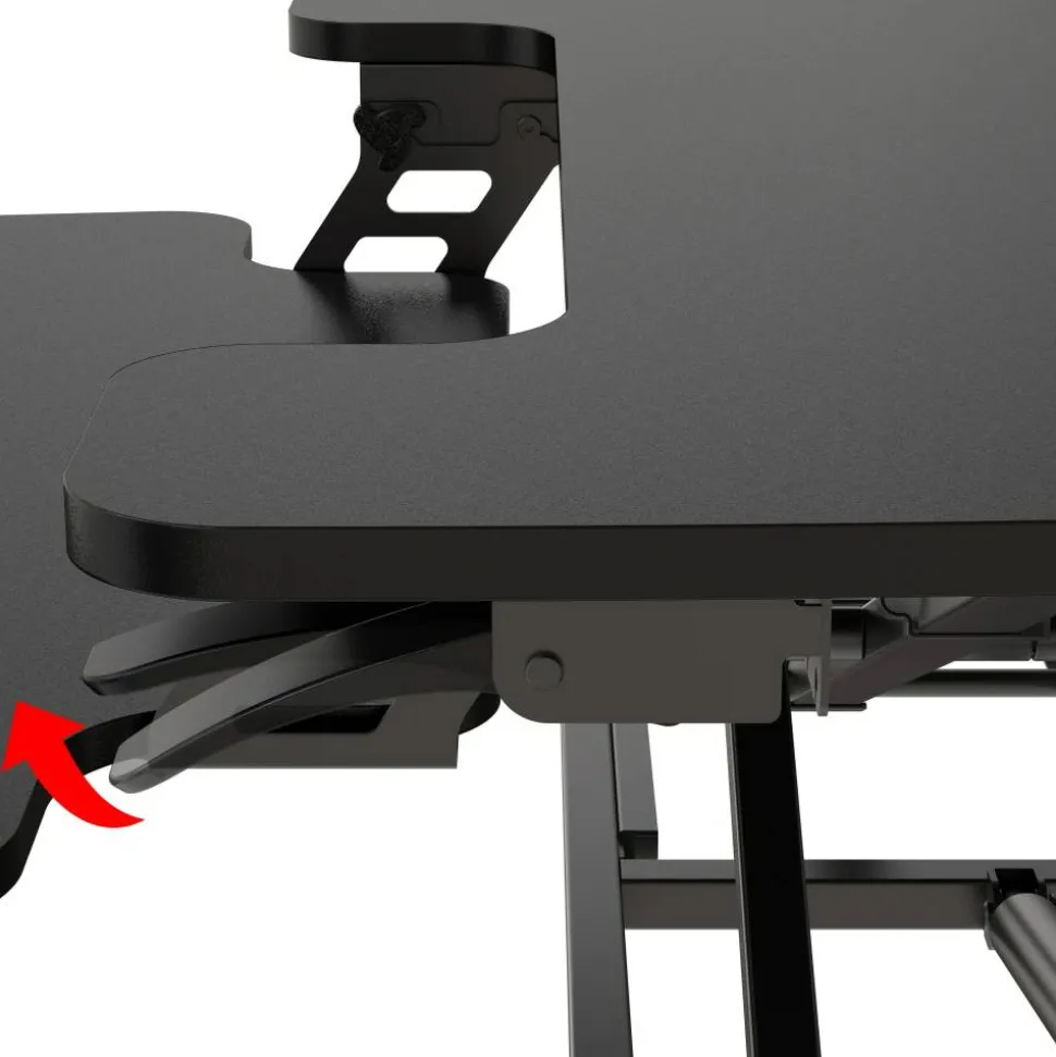 P10 Pneumatic Standing Desk Riser Converter With Keyboard Tray, 20"H x 31-1/2"W x 25"D, Black