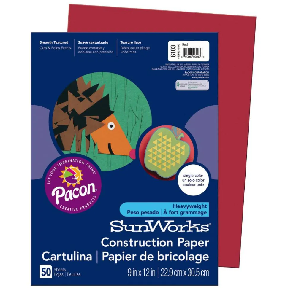 Prang Construction Paper, 9" x 12", Red, Pack Of 50