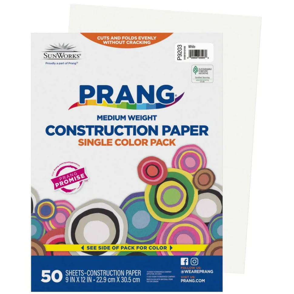Prang Construction Paper, 12" x 18", White, Pack Of 50