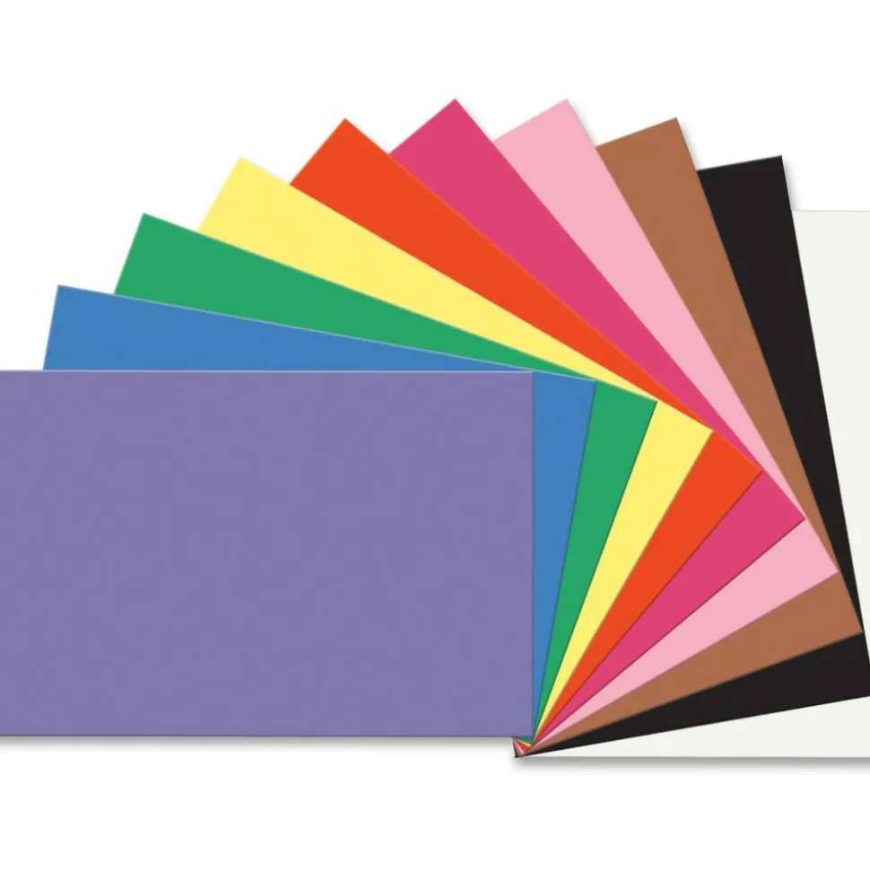 Prang Construction Paper - Multipurpose - 36" x 24" - 50 / Pack - Assorted, Blue, Brown, Holiday Green, Orange, Pink, Scarlet, Violet, White, Yellow