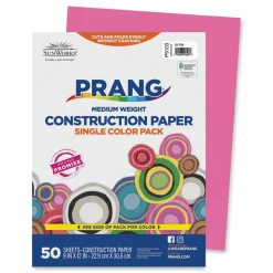 Prang SunWorks Construction Paper, 50 lb Text Weight, 9 x 12, Hot Pink, 50/Pack