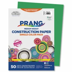Prang SunWorks Construction Paper, 50 lb Text Weight, 9 x 12, Holiday Green, 50/Pack