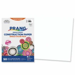 Prang SunWorks Construction Paper, 50 lb Text Weight, 12 x 18, Bright White, 50/Pack