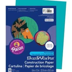 Prang SunWorks Construction Paper, 50 lb Text Weight, 9 x 12, Turquoise, 50/Pack