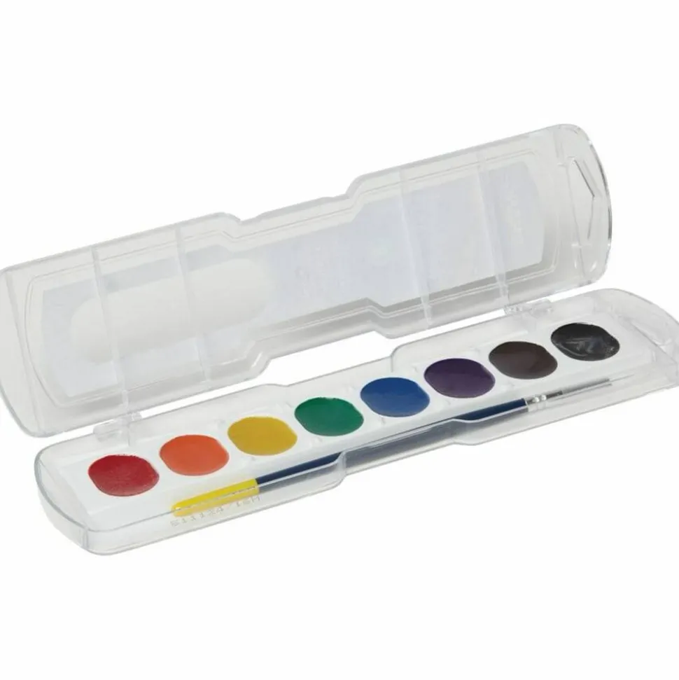 Prang Washable Watercolors 8-Color Set With Brush, Assorted Colors