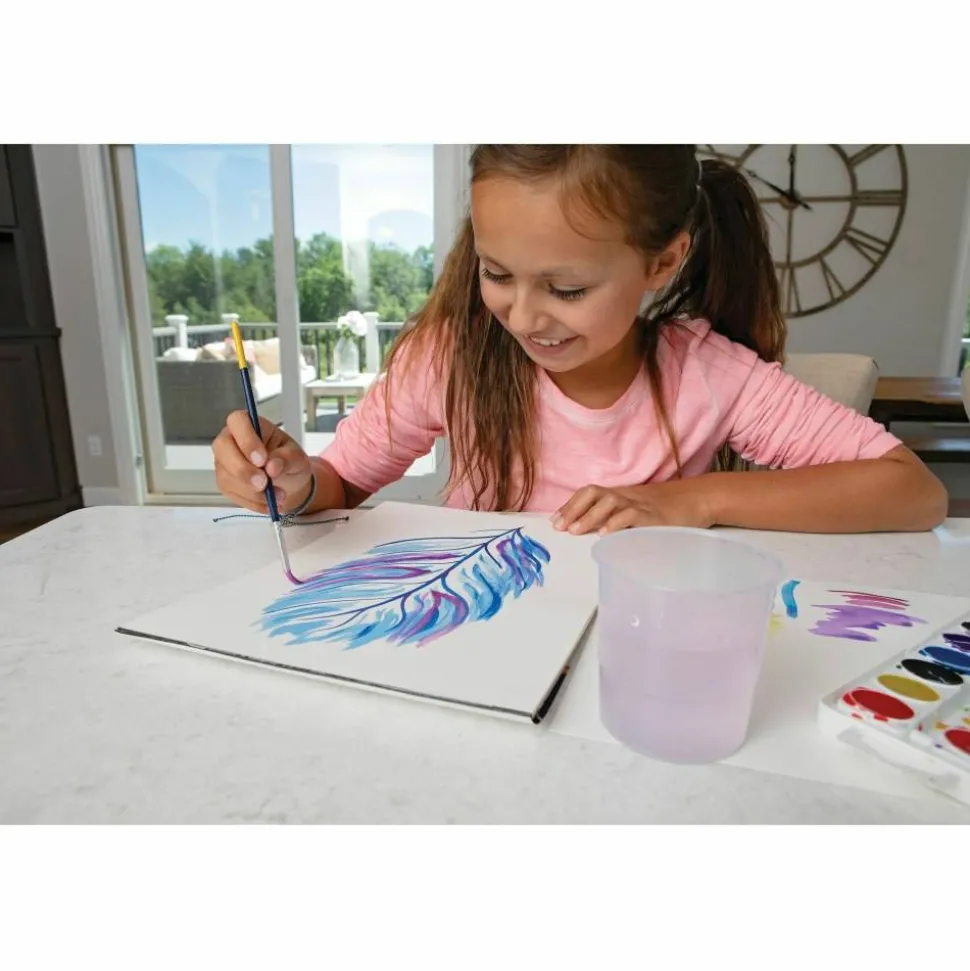 Prang Washable Watercolors 8-Color Set With Brush, Assorted Colors