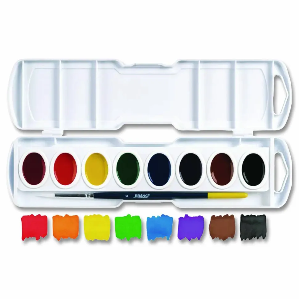 Prang Watercolor Oval Set With Brush, Assorted, Set Of 8 Colors