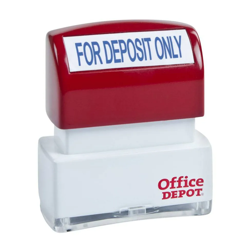 Pre-Inked Message Stamp, "For Deposit Only", Blue, 035559