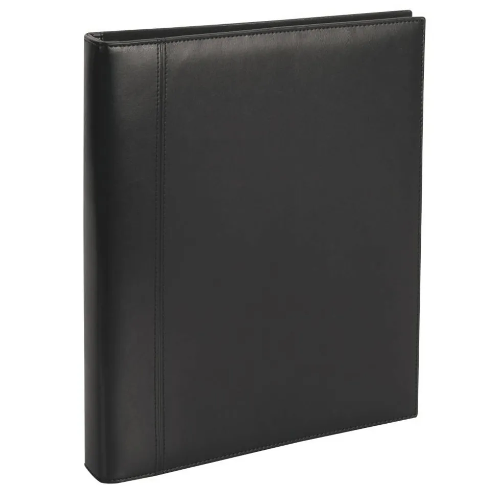 Premium Leatherette Presentation 3-Ring Binder, 1" Round Rings, Black