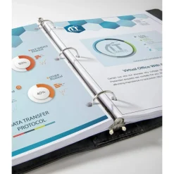 Premium Leatherette Presentation 3-Ring Binder, 1" Round Rings, Black