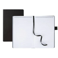 Premium Hardcover Business Journal, 8 1/2" x 5 1/2", Narrow Ruled, 192 Pages (96 Sheets), Black