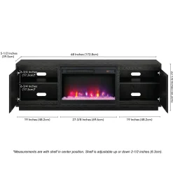 Presque Rectangular TV Stand with 26" Crystal Fireplace for TV's up to 75" in Black Grain
