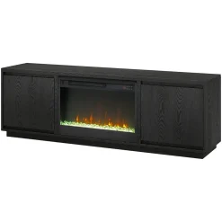 Presque Rectangular TV Stand with 26" Crystal Fireplace for TV's up to 75" in Black Grain