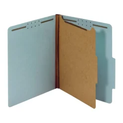 Pressboard Classification Folders With Fasteners, Letter Size, 100% Recycled, Light Blue, Pack Of 10 Folders