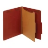 Pressboard Classification Folders With Fasteners, 1 Divider, Letter Size (8-1/2" x 11"), 2" Expansion, Red, Box Of 10