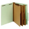 Pressboard Classification Folders With Fasteners, Letter Size, 100% Recycled, Light Green, Box Of 10