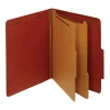 Pressboard Classification Folders With Fasteners, 2 Dividers, Letter Size (8-1/2" x 11"), 2" Expansion, 100% Recycled, Red, Box Of 10