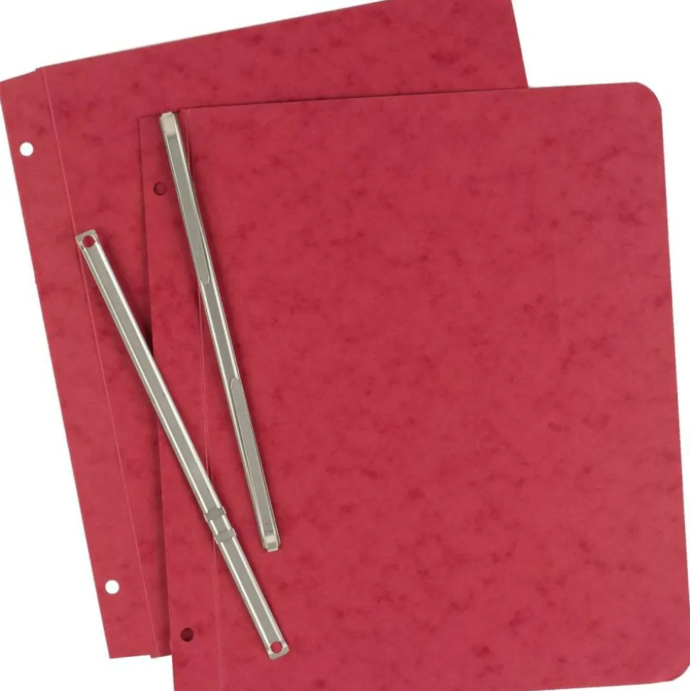 Pressboard Side-Bound Report Binders With Fasteners, Executive Red, 60% Recycled, Pack Of 10