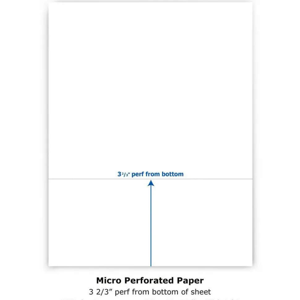PrintWorks Professional Pre-Perforated Paper, 1 Ream, White, Letter (8 1/2" x 11"), 20 Lb, 3-2/3, Ream Of 500 Sheets