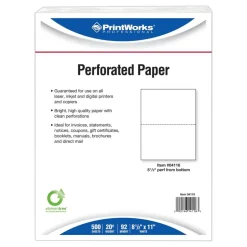 PrintWorks Professional Pre-Perforated Paper, 1 Ream, White, Letter (8 1/2