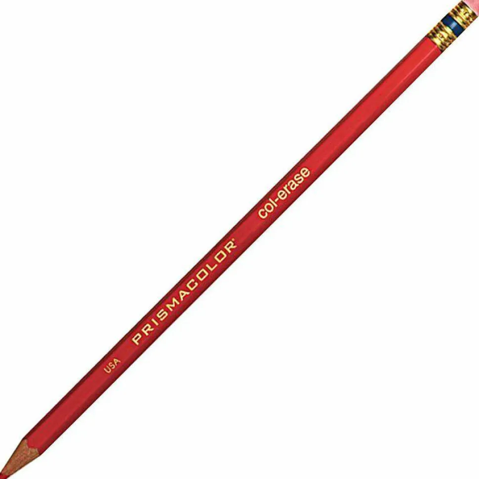 Prismacolor Col-Erase Erasable Color Pencils, Medium Point, Carmine Red, Box Of 12 Color Pencils