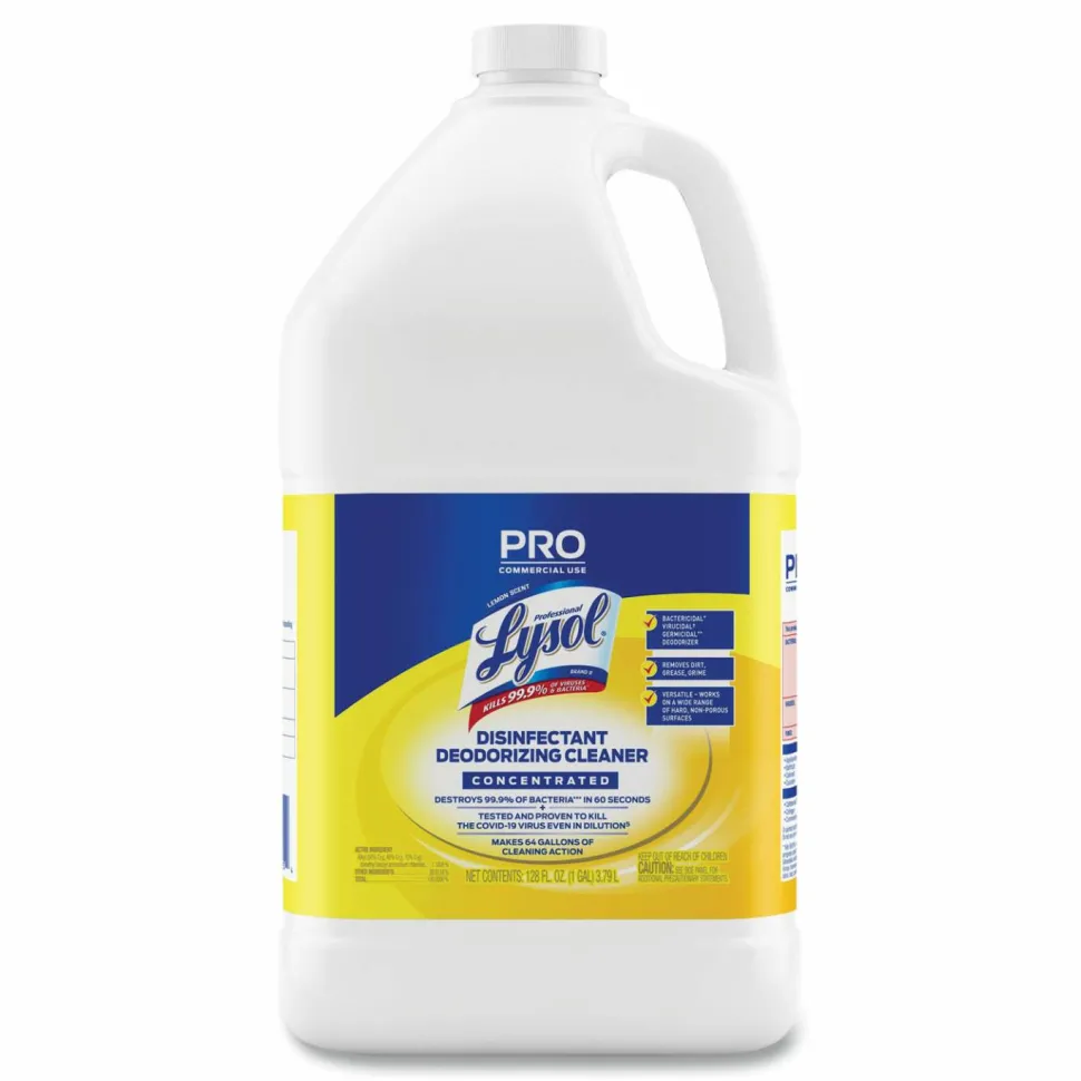 Professional LYSOL Brand Disinfectant Deodorizing Cleaner Concentrate, Lemon Scent, 128 oz Bottle, 4/Carton