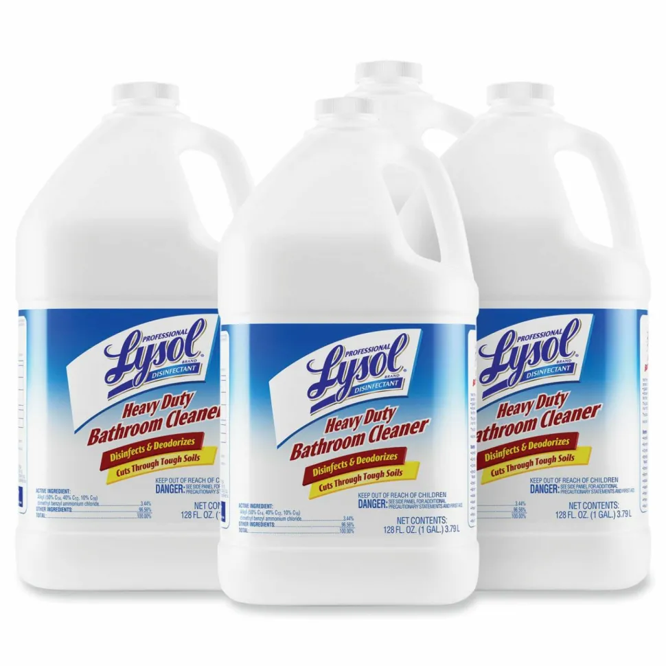 Professional LYSOL Brand Disinfectant Heavy-Duty Bathroom Cleaner Concentrate, Fresh Lime Scent, 1 gal Bottle, 4/Carton