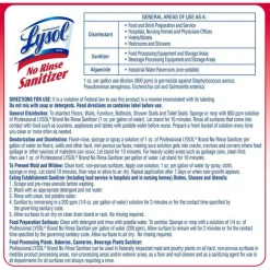 Professional Lysol Concentrated No Rinse Sanitizer, 1 Gallon, Case Of 4 Bottles