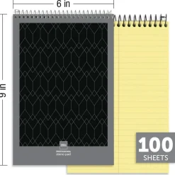 Professional Steno Book, 6" x 9", Gregg Ruled, 100 Sheets, Canary