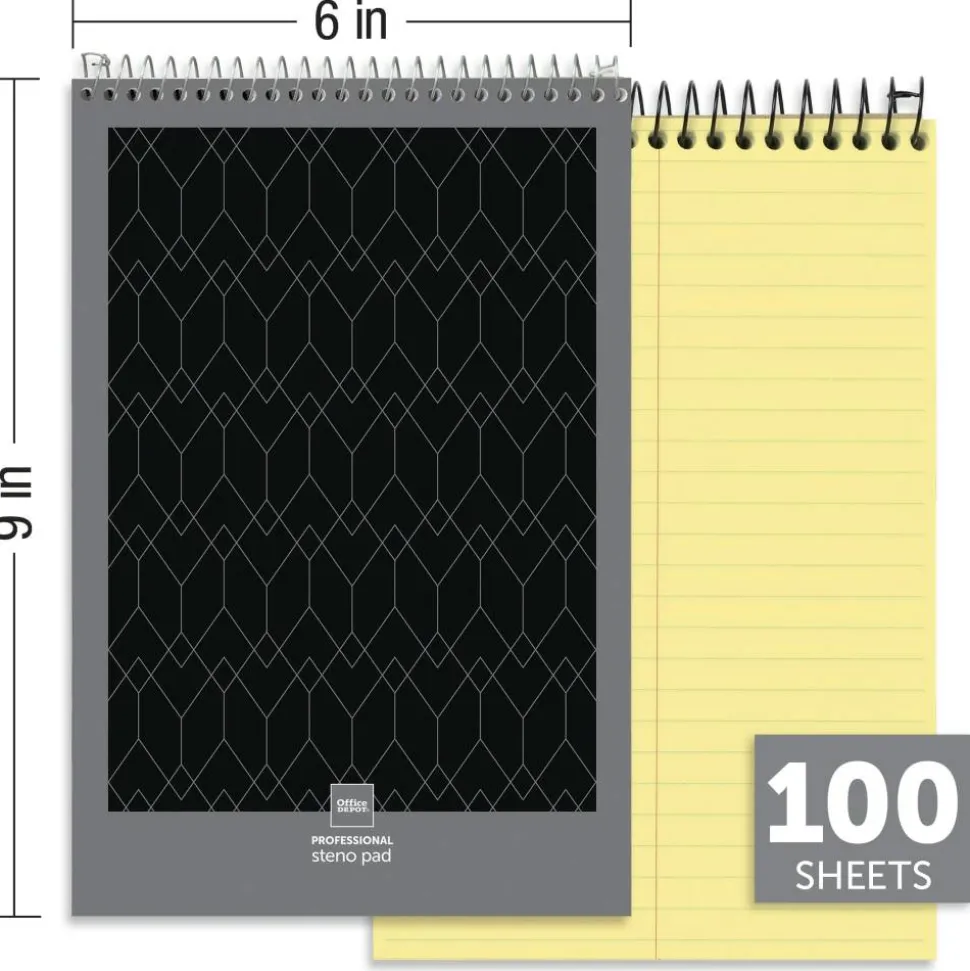 Professional Steno Book, 6" x 9", Gregg Ruled, 100 Sheets, Canary