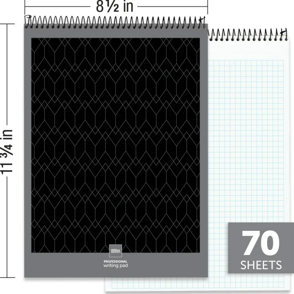 Professional Top Wirebound Writing Pad, 8-1/2" x 11-3/4", Quad Ruled, 70 Sheets, White