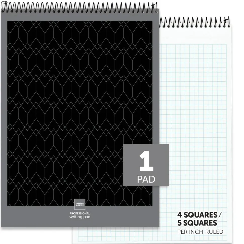 Professional Top Wirebound Writing Pad, 8-1/2" x 11-3/4", Quad Ruled, 70 Sheets, White
