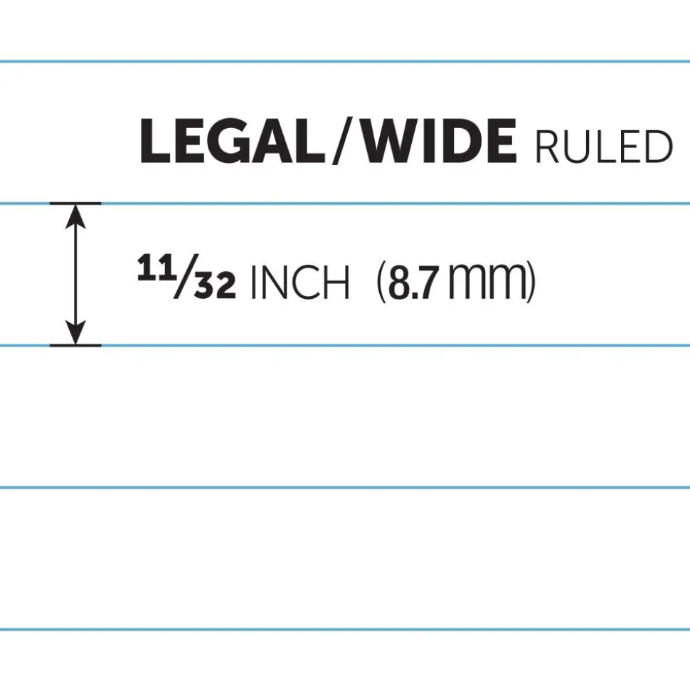 Professional Top Wirebound Writing Pad, 8-1/2" x 11-3/4", Legal/Wide Ruled, 70 Sheets, White