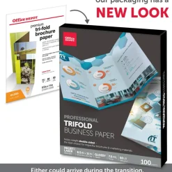 Professional Trifold Business Paper, Glossy, Double-Sided, Letter Size, White, Pack Of 100 Sheets
