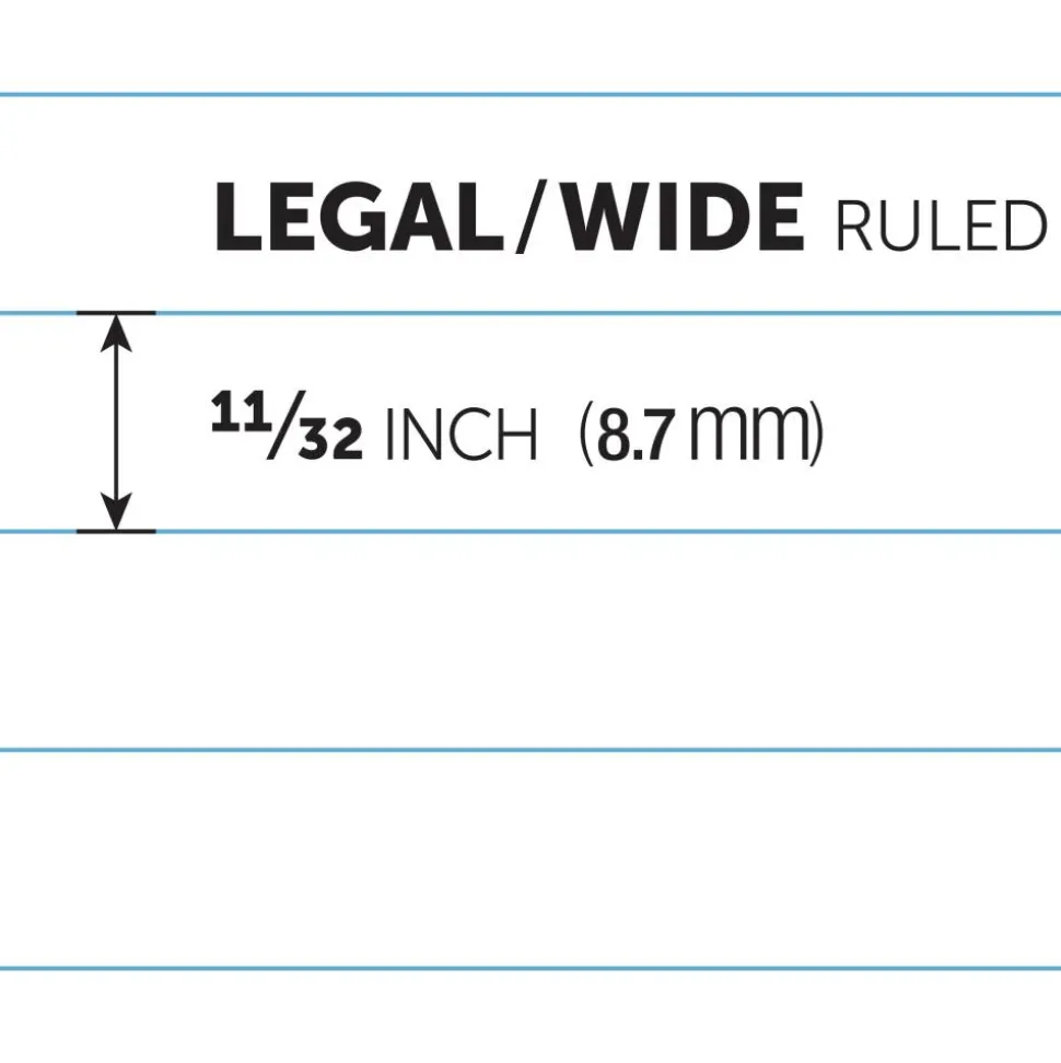 Professional Writing Pads, 8-1/2" x 11-3/4", Legal/Wide Ruled, 50 Sheets, White, Pack Of 8