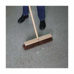 Pro Line Brush Hardwood Block Floor Broom Head, 2 1/2" Natural Palmyra Fiber Bristles, 18", Black