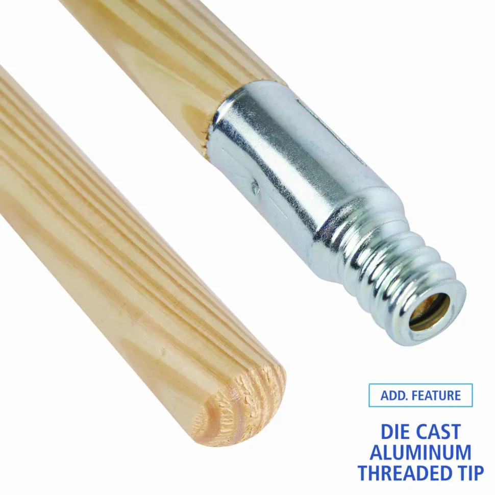 Pro Line Metal-Tip Threaded Hardwood Broom Handle, 15/16" Diameter, 60" Length