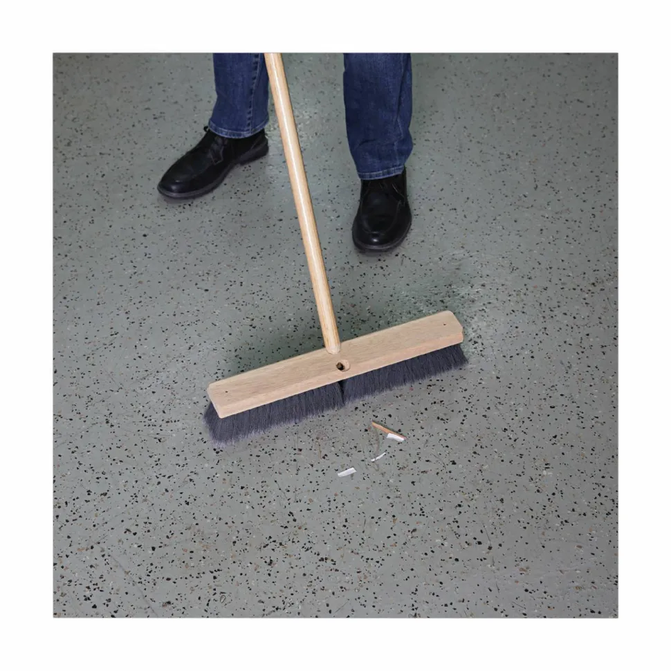 Pro Line 24" Push Broom, Flagged Polypropylene, Gray
