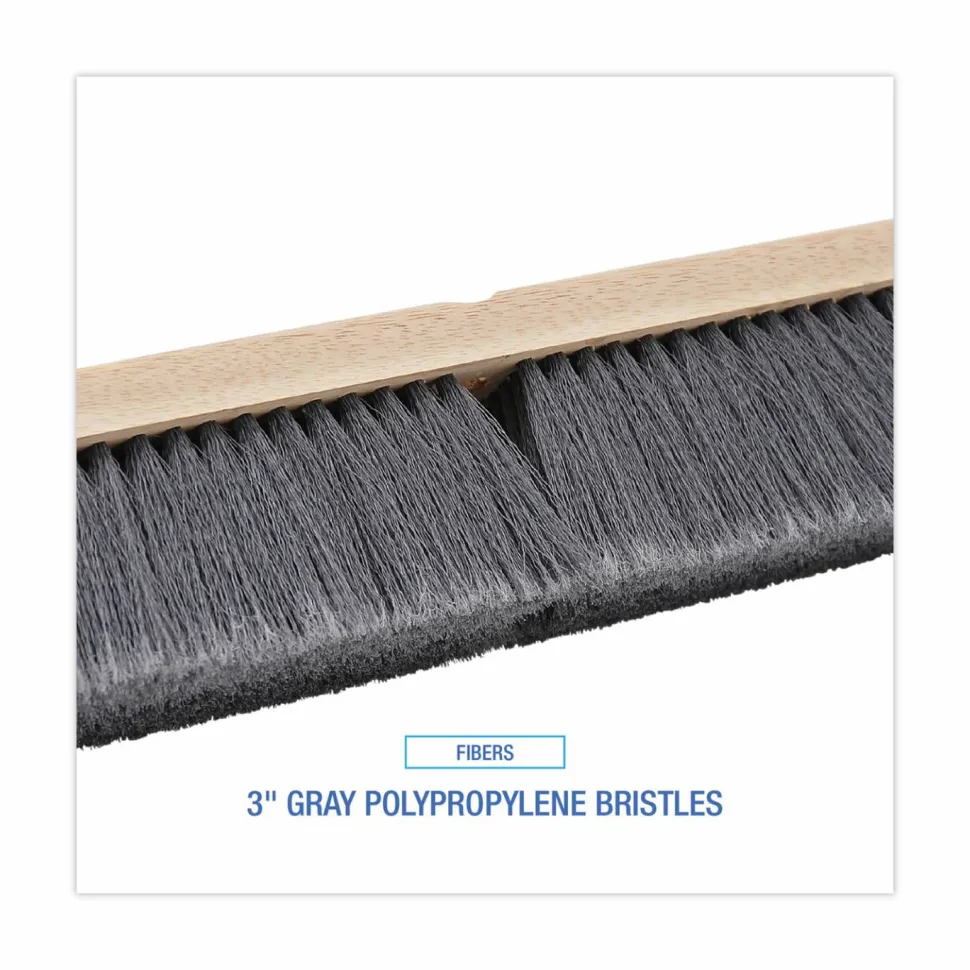 Pro Line 24" Push Broom, Flagged Polypropylene, Gray