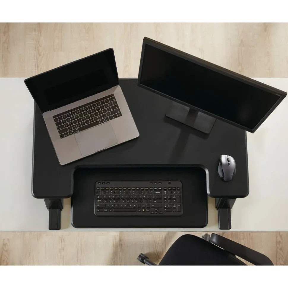 P20 Standing Desk Converter With USB And Keyboard Tray, 19-3/10"H x 35-2/5"W x 23-1/5"D, Black