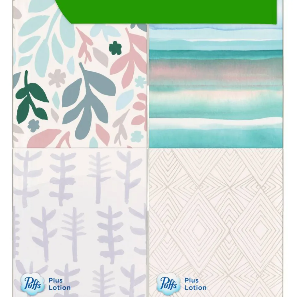 Puffs Plus Lotion 2-Ply Facial Tissues, White, 56 Sheets Per Box, Pack of 4 Boxes
