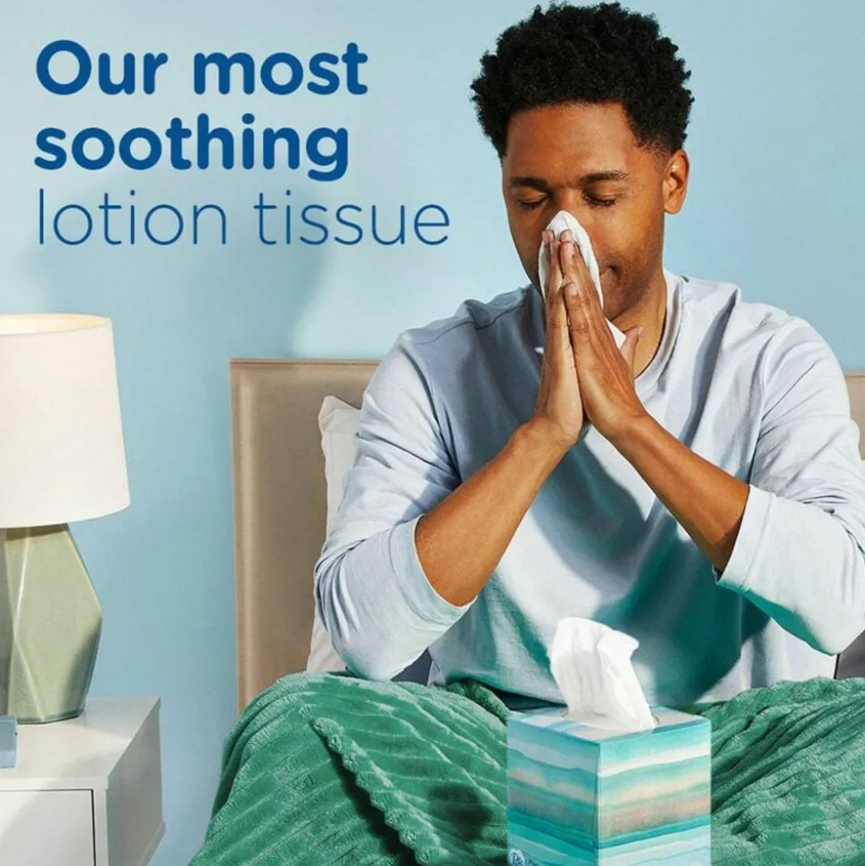 Puffs Plus Lotion 2-Ply Facial Tissues, White, 56 Sheets Per Box, Pack of 4 Boxes
