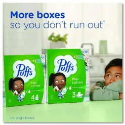 Puffs Plus Lotion Facial Tissue, 2-Ply, White, 56 Sheets/Box, 24 Boxes/Carton