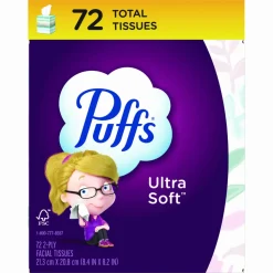 Puffs Ultra Soft Facial Tissue, 2-Ply, White, 72 Sheets/Box, 24 Boxes/Carton