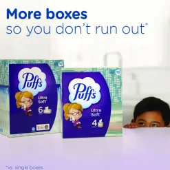 Puffs Ultra Soft Facial Tissue, 2-Ply, White, 72 Sheets/Box, 24 Boxes/Carton