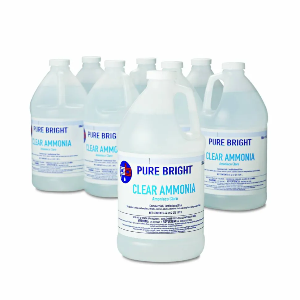 Pure Bright Clear Ammonia, 64 oz Bottle, 8/Carton
