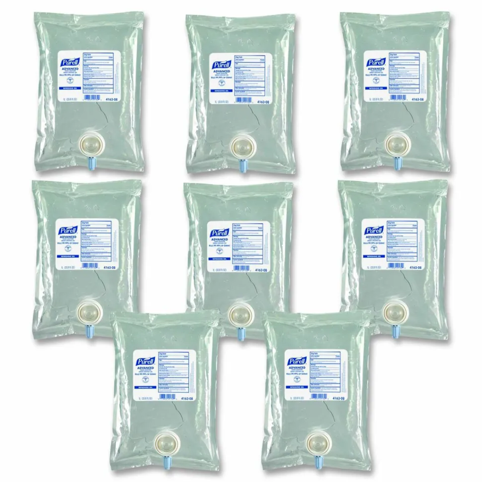 PURELL Advanced Hand Sanitizer Green Certified Gel Refill, For CS2 Dispensers, 1,000 mL, Fragrance-Free, 8/Carton
