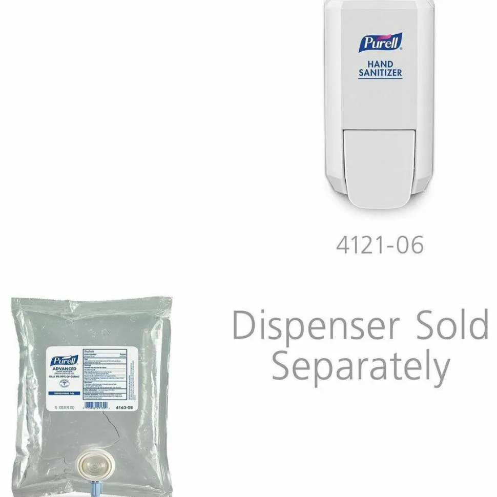 PURELL Advanced Hand Sanitizer Green Certified Gel Refill, For CS2 Dispensers, 1,000 mL, Fragrance-Free, 8/Carton